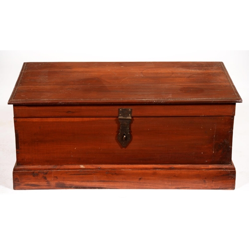 553 - A stained wood blanket chest, early 20th c, with brass hasp, 45cm h; 57 x 103cm