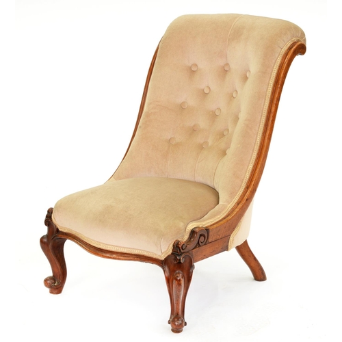 588 - A Victorian walnut nursing chair