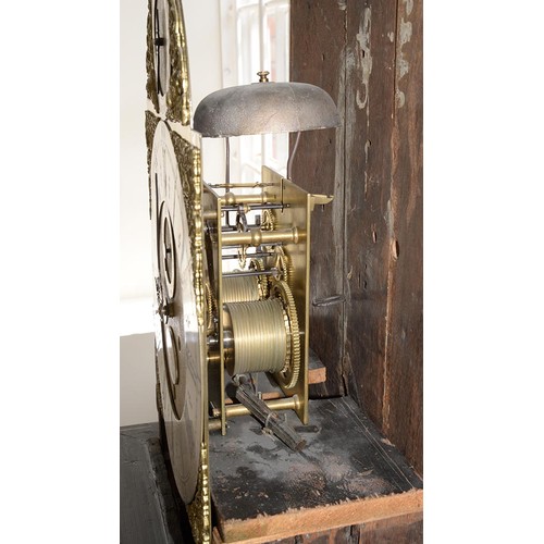 363 - A George II japanned eight day longcase clock, John Davis Windsor, the breakarched brass dial with m... 