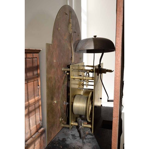 363 - A George II japanned eight day longcase clock, John Davis Windsor, the breakarched brass dial with m... 