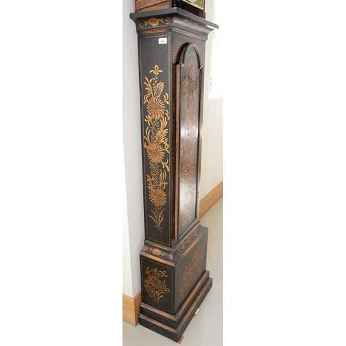 363 - A George II japanned eight day longcase clock, John Davis Windsor, the breakarched brass dial with m... 