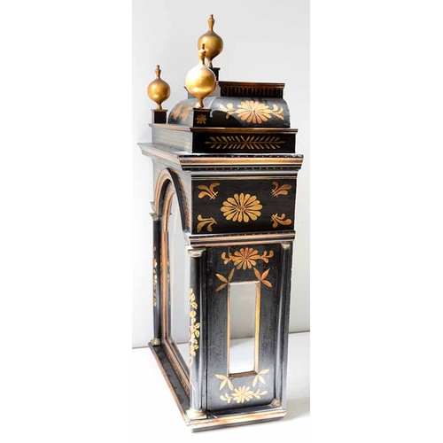 363 - A George II japanned eight day longcase clock, John Davis Windsor, the breakarched brass dial with m... 