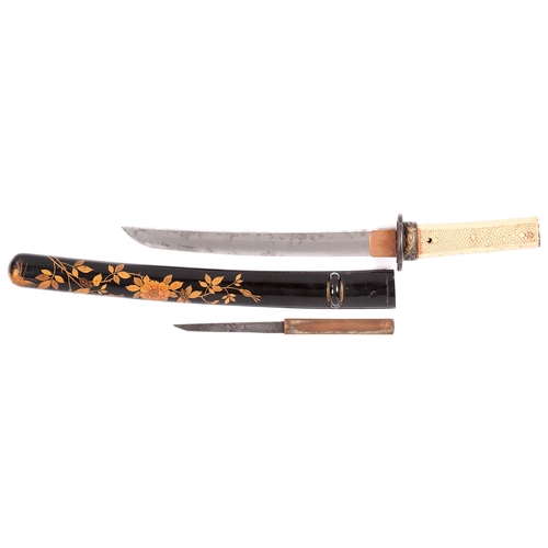 1003 - A Tanto in Koshirae

Sugata:  Shinogi-Zukuri Iori-mune with shallow tori-zori
Nagasa:. 22.5cm
Motoha... 