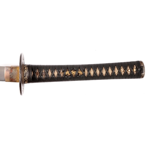 1006 - A Shinto katana in Koshirae

Sugata:  Shinogi-Zukuri Iori-mune with shallow tori-zori 
Nagasa:. 66.0... 