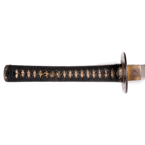 1006 - A Shinto katana in Koshirae

Sugata:  Shinogi-Zukuri Iori-mune with shallow tori-zori 
Nagasa:. 66.0... 