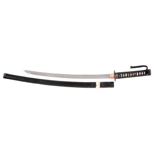 1009 - A wakizashi in assembled koshirae

Sugata:  Shinogi-Zukuri Iori-mune with shallow tori-zori 
Nagasa:... 