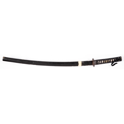 1009 - A wakizashi in assembled koshirae

Sugata:  Shinogi-Zukuri Iori-mune with shallow tori-zori 
Nagasa:... 