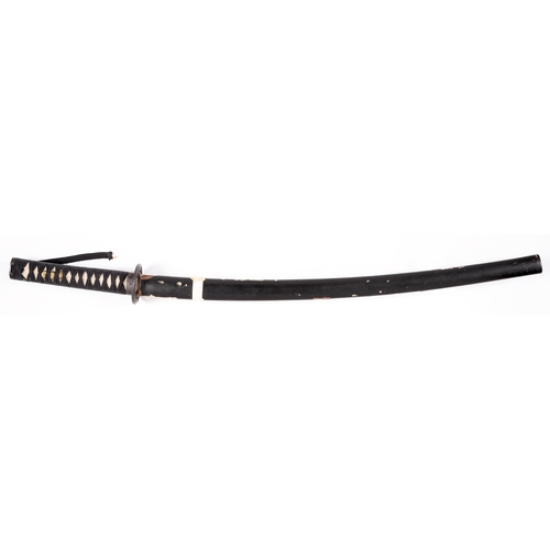 1009 - A wakizashi in assembled koshirae

Sugata:  Shinogi-Zukuri Iori-mune with shallow tori-zori 
Nagasa:... 