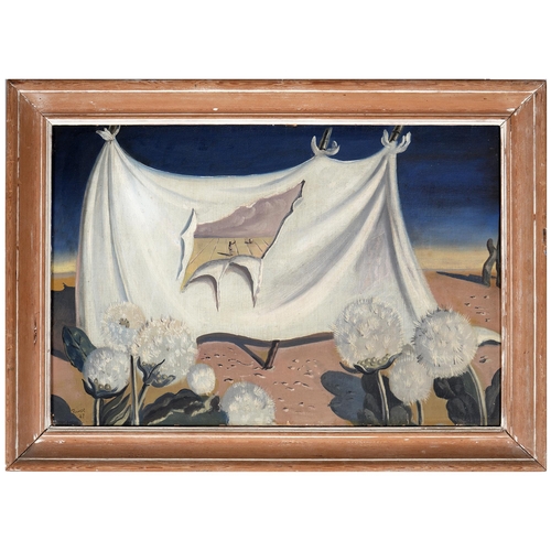 1020 - Power, British Artist, mid-20th c - Surrealist Study, signed and dated 47, fragmentary exhibiti... 