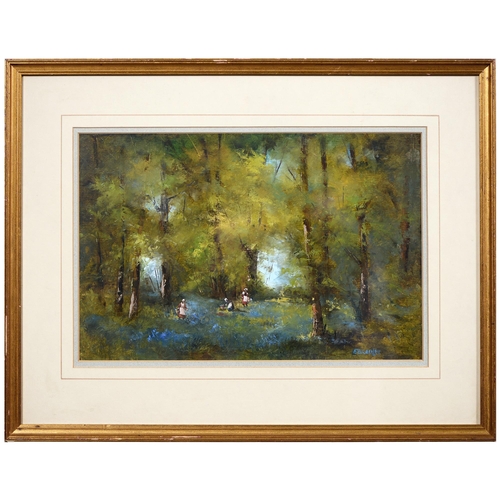 1038 - E. Brough, 20th c  - Bluebells, signed, further inscribed, titled and dated 1987 to verso,... 