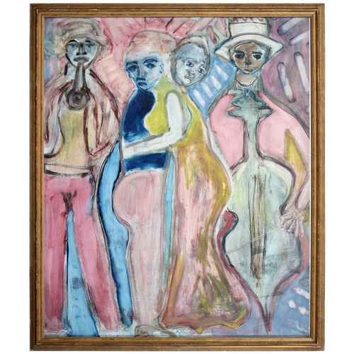 1051 - Contemporary School, late 20th c - A Female Quartet, mixed media, 87 x 73cm