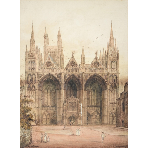 1058 - Thomas Cowlishaw, 19th century - Peterborough Cathedral; Canterbury Cathedral, a pair, both signed a... 