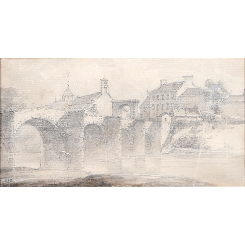 1076 - Attributed to Thomas Hearne - A River Bridge,  indistinctly inscribed in the lower-left margin, labe... 