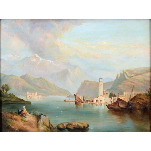 1083 - English School, 19th century -  Lake  Como, inscribed verso P. Rothwell to verso, oil on canvas, 46 ... 