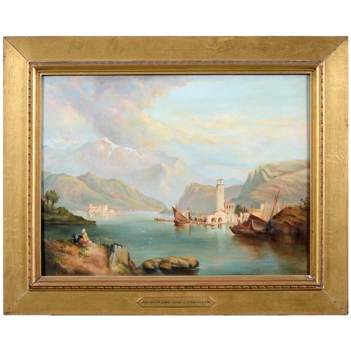 1083 - English School, 19th century -  Lake  Como, inscribed verso P. Rothwell to verso, oil on canvas, 46 ... 