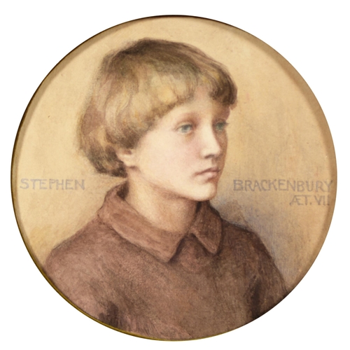 1114 - English School, 1916 - Portrait of Stephen Brackenbury aged 7, indistinctly signed Muriel J ... and ... 