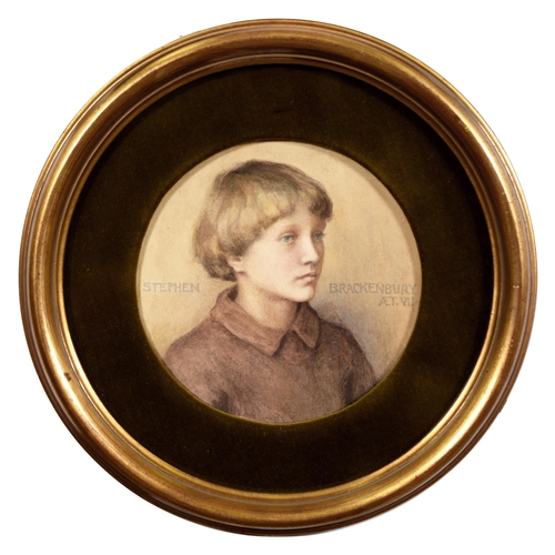 1114 - English School, 1916 - Portrait of Stephen Brackenbury aged 7, indistinctly signed Muriel J ... and ... 