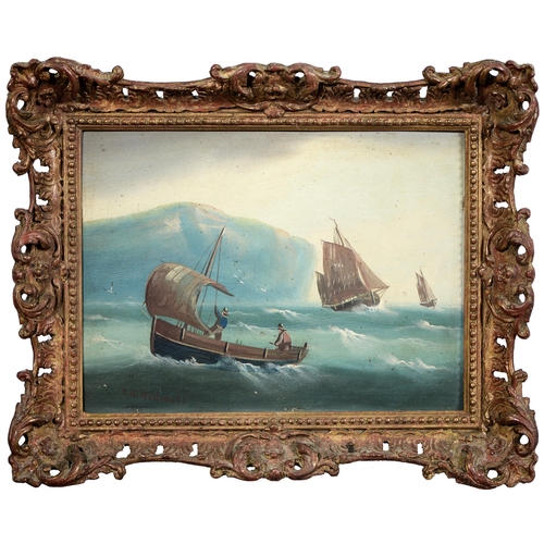 1132 - Edward King Redmore (1860-1941) - Shipping Scenes, a pair, both signed, oil on board, 21.5 x 29cm (2... 