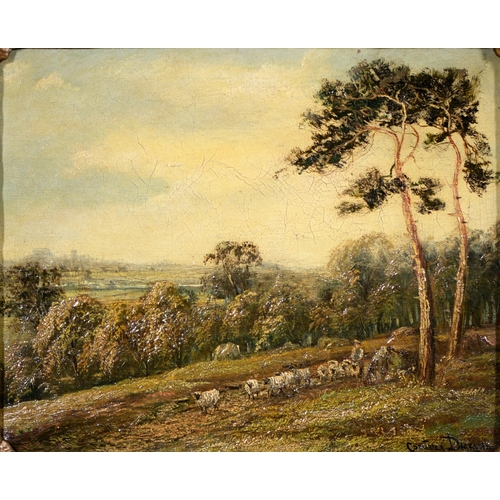 1136 - Constance Dickins, exh 1900-1913 - View of Nottingham from Ruddington,  signed, signed again and ins... 