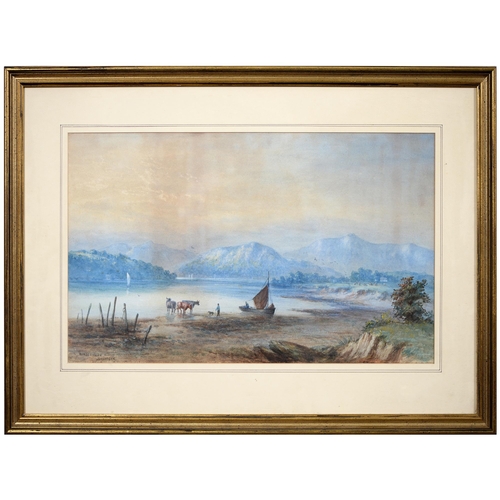 1138 - John Francis Branegan (1843-1909) - Lake Windermere, signed and inscribed watercolour,  30 x 51cm an... 