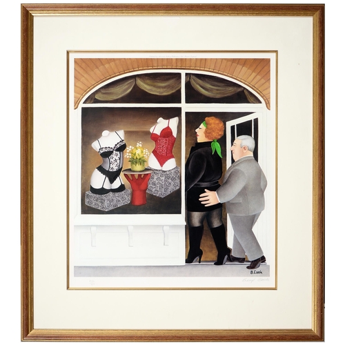 1140 - Beryl Cook OBE (1926-2008) - Lingerie Shop, reproduction printed in colour, signed by the artist in ... 