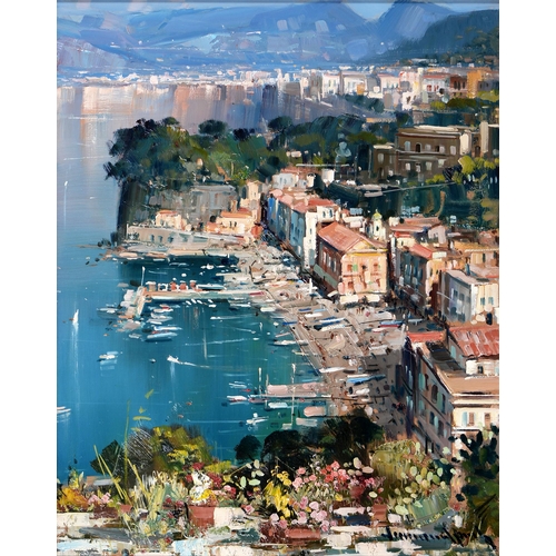 1141 - Vincenzo Aprile (1952 - ) - Marina Grande di Sorrento, signed, signed again and inscribed verso, oil... 