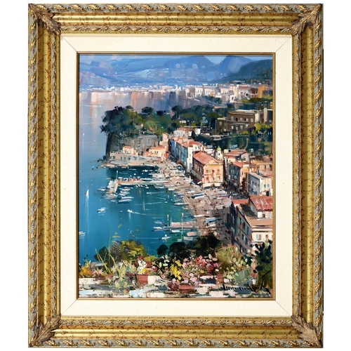 1141 - Vincenzo Aprile (1952 - ) - Marina Grande di Sorrento, signed, signed again and inscribed verso, oil... 