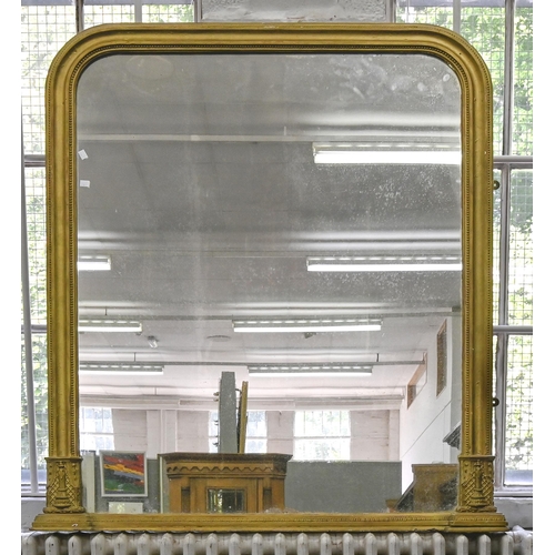 1153 - A Victorian giltwood and composition overmantel mirror, 136cm h x 121cm