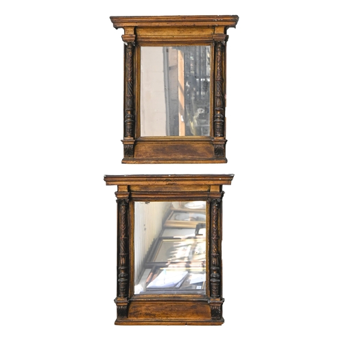 1157 - A pair of Italian Renaissance style giltwood and composition mirrors, 39 x 34cm