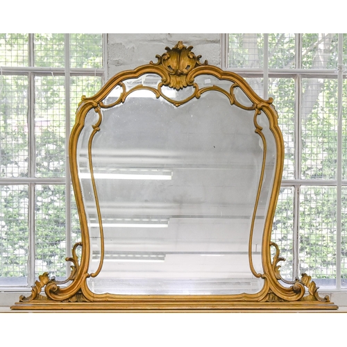 1161 - A giltwood and composition over mantel mirror, in George III style, 112 x 131cm