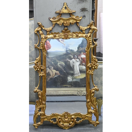 1162 - A giltwood and composition mirror, 139 x 68cm