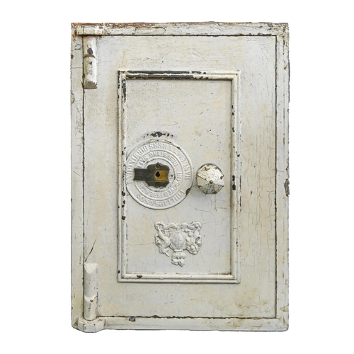 1163 - An iron safe, with key, by Phillips & Son Birmingham, 61cm h; 43 x 39cm (2)