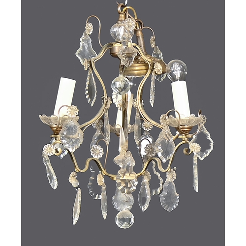 1168 - A gilt brass and glass ceiling light fitting, 45cm h