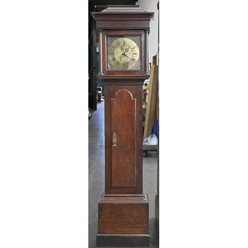 1178 - An 18th c oak eight day longcase clock, the brass dial inscribed J Boot Sutton [in Ashfield], pendul... 