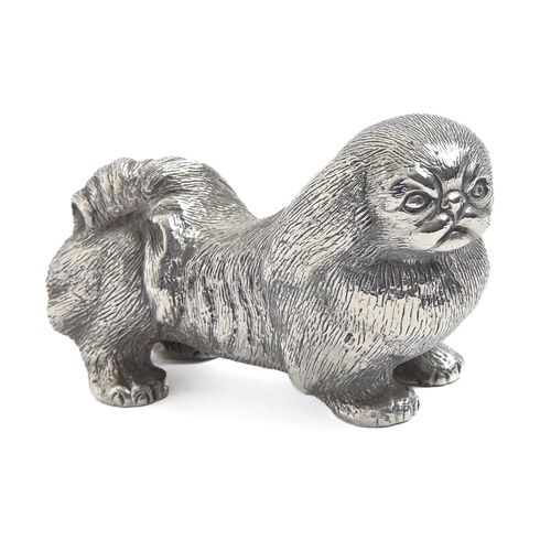 266 - An EPNS Pekinese dog table ornament, 20th c, 10.5cm l