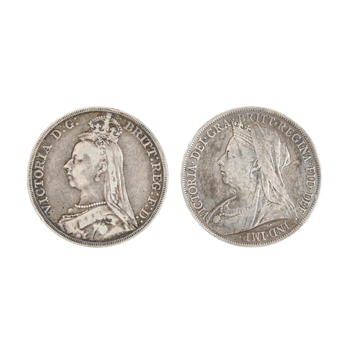 414 - Silver coins. Crown 1889 and 1900