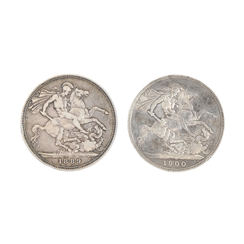 414 - Silver coins. Crown 1889 and 1900