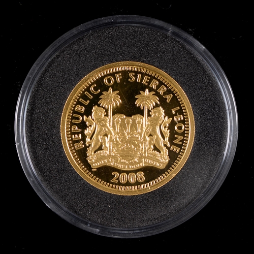 437 - Fine gold coin. Sierra Leone proof 50 dollars 2008 (6.22g)