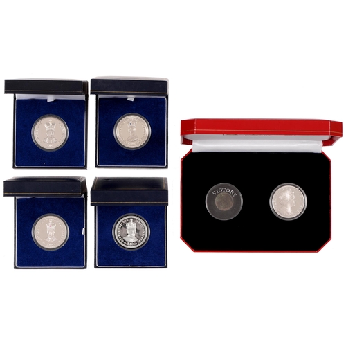 438C - Silver coins. Sierra Leone proof none-circulating 10 dollars four coin set 2008 and Isle of Man 2005... 