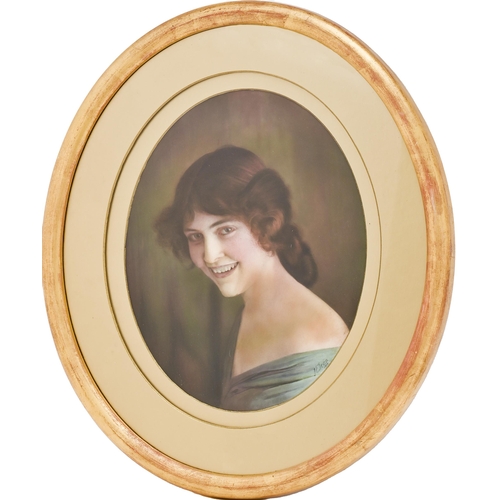 487 - An English porcelain plaque, 1919, painted by J E Dean, signed and dated, with Gertie Gitana, 24 x 1... 