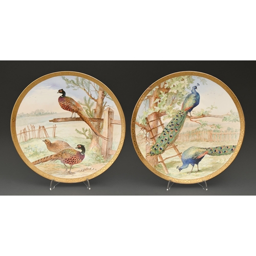 508 -  A pair of E J D Bodley bone china plaques, c1890,  painted by F Poole, both signed, with ... 