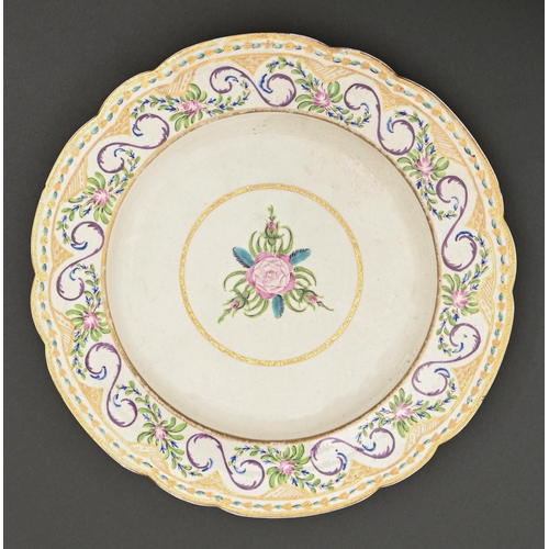 509 - A Caughley 'Sevres Swags' plate, decorated at Chamberlain's Worcester, c1790-92, 21cm diam... 