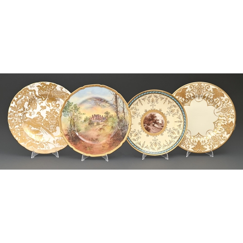 513 - A Minton dessert plate, late 19th c,  painted in brown monochrome with a figure on a bridge, 24cm di... 