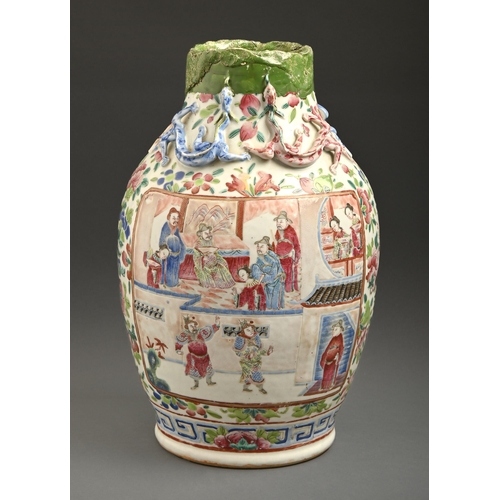 552 - A Chinese Canton famille rose vase, mid 19th c, 36cm h