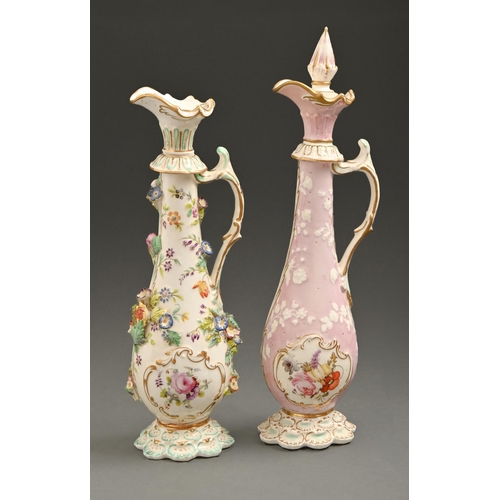 568 - Two H & R Daniel 'essence jars' or scent bottles and one stopper, c1830, with applied flowers or... 