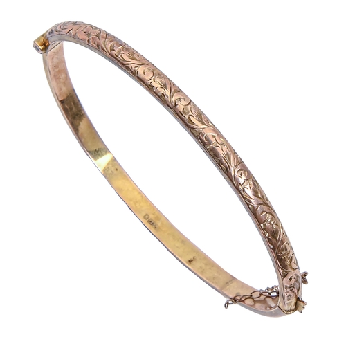 69 - A 9ct gold bangle, 56mm (internal), Chester 1912, 4.2g