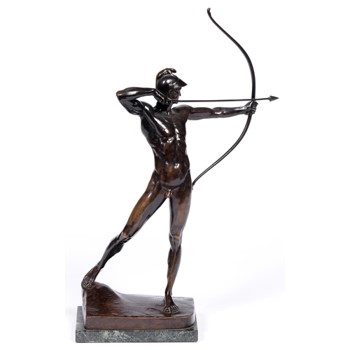 796 - A German bronze sculpture of The Archer, cast from a model by Ernst Moritz Geyger, Gladenbeck Foundr... 