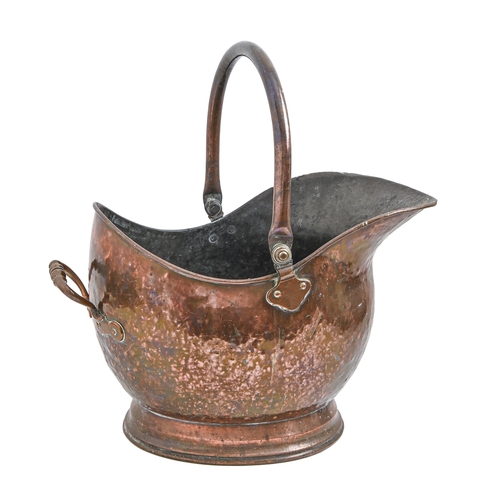 889 - A Victorian copper coal scuttle, 50cm h including swing handle