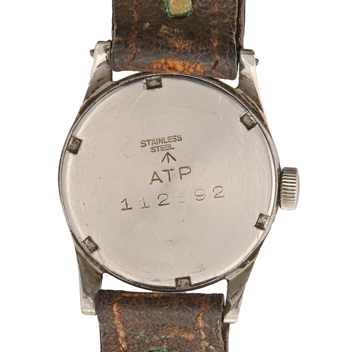 89 - A WWII British Army issue stainless steel wristwatch, 31mm diam, marked on case back STAINLESS STEEL... 