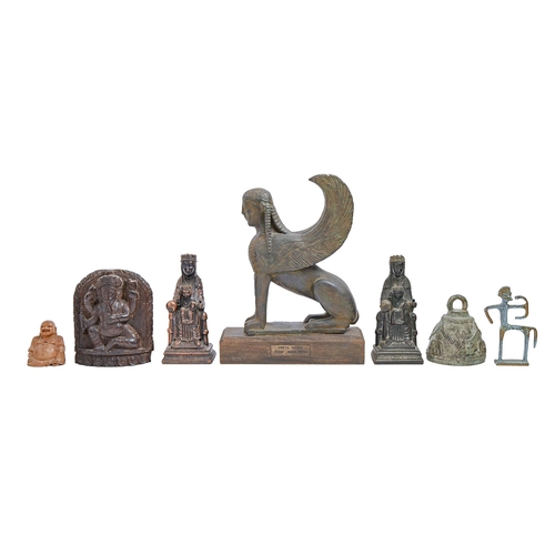 917 - Seven bronze and other Asian and European museum and similar replica statuettes and sculptures, seco... 